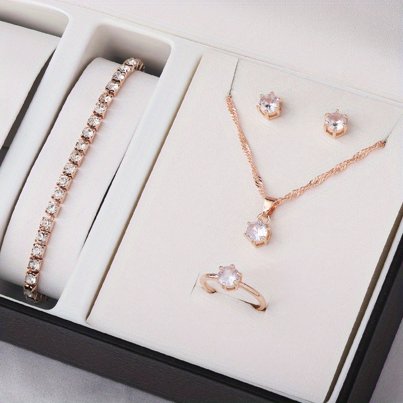 Minimalist Ring Stackable - 4-Piece Minimalist Zircon Jewelry Set -