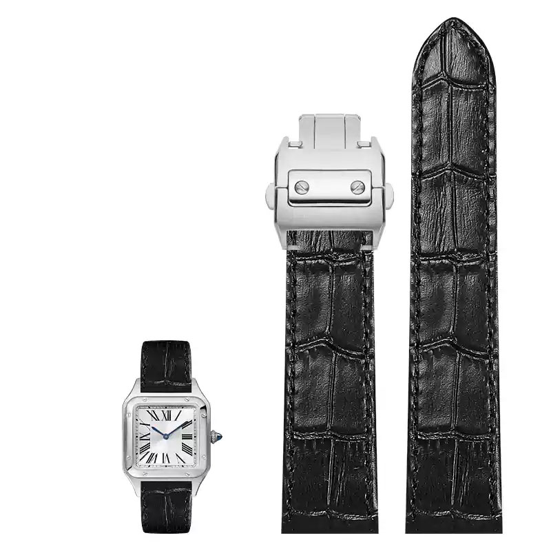 Cartier Watch Santos - 20mm 23mm Genuine Leather Watch Strap