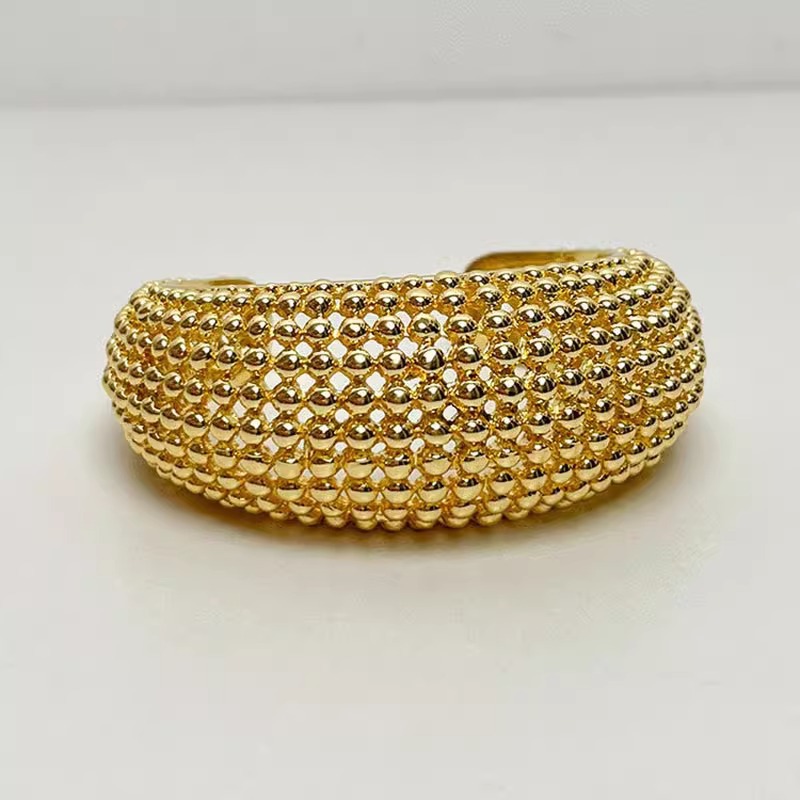 Luxury Bead Texture Open Cuff  - Minimalist Ring Stackable ulasan dan harga