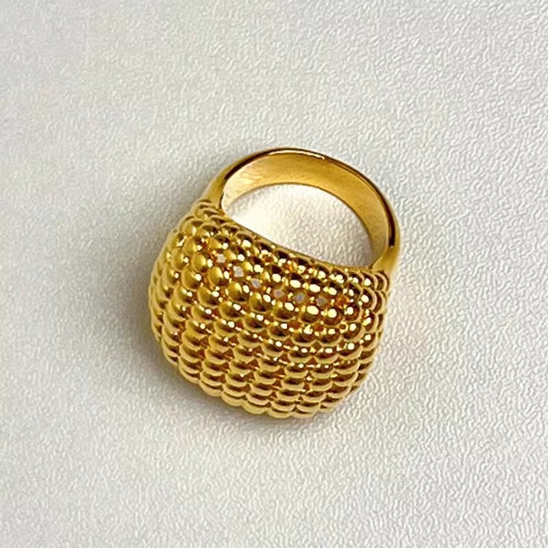 Luxury Bead Texture Open Cuff  - Minimalist Ring Stackable ulasan dan harga