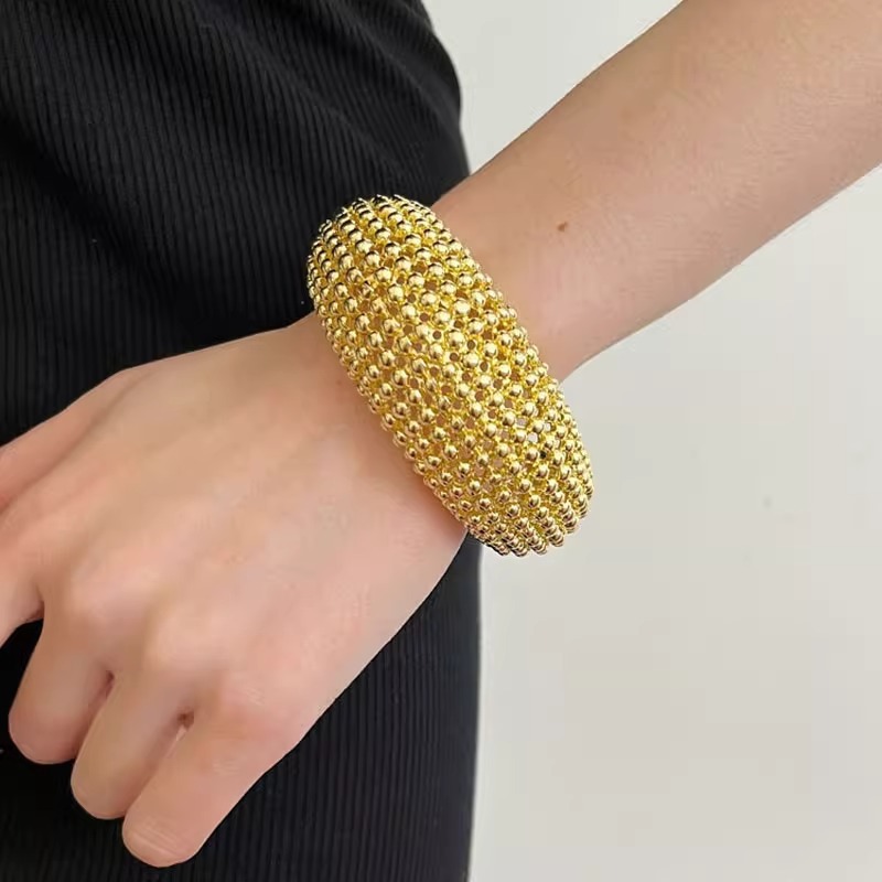 Luxury Bead Texture Open Cuff  - Minimalist Ring Stackable ulasan dan harga