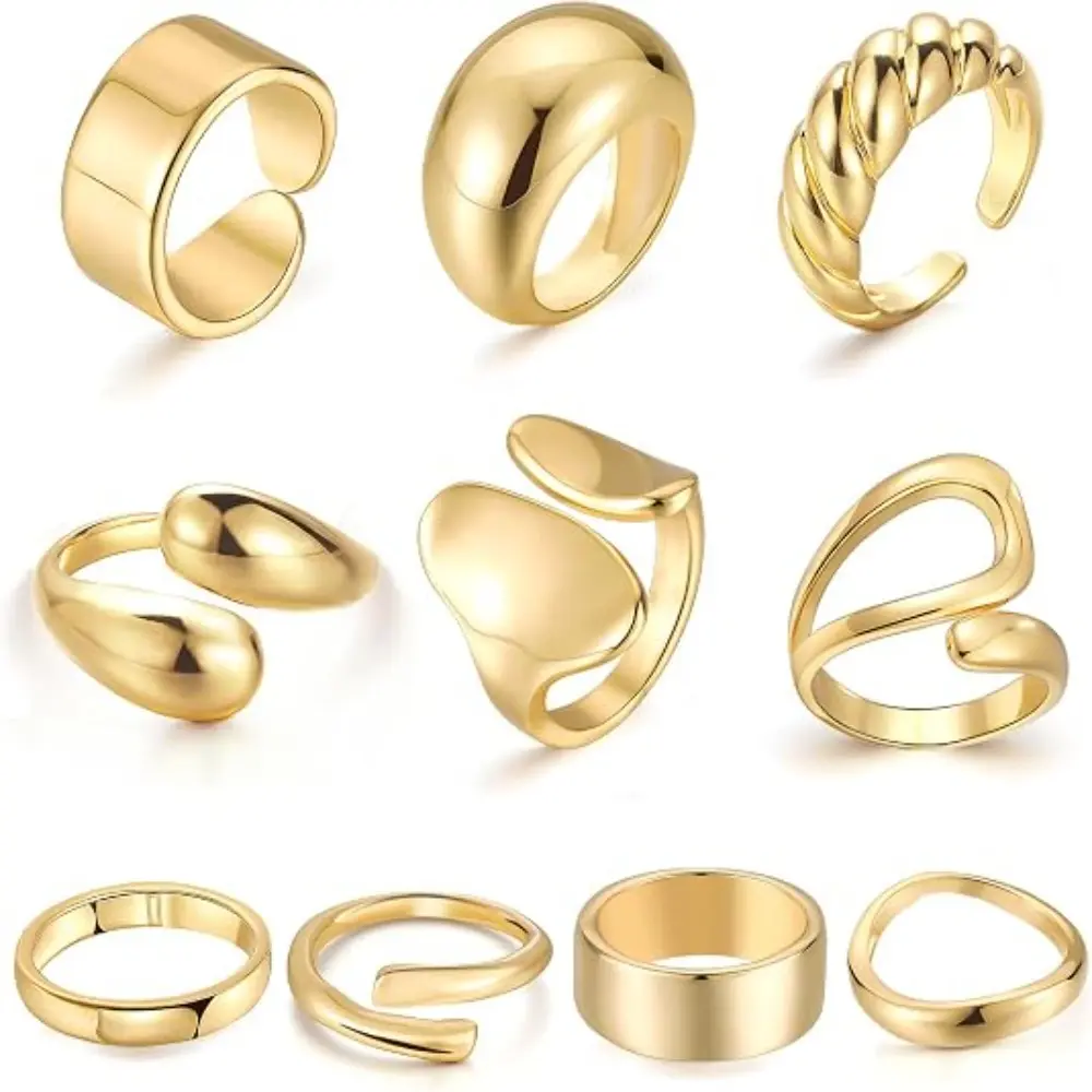Women's 10PCS 18K Gold Plated  - Minimalist Ring Stackable ulasan dan harga