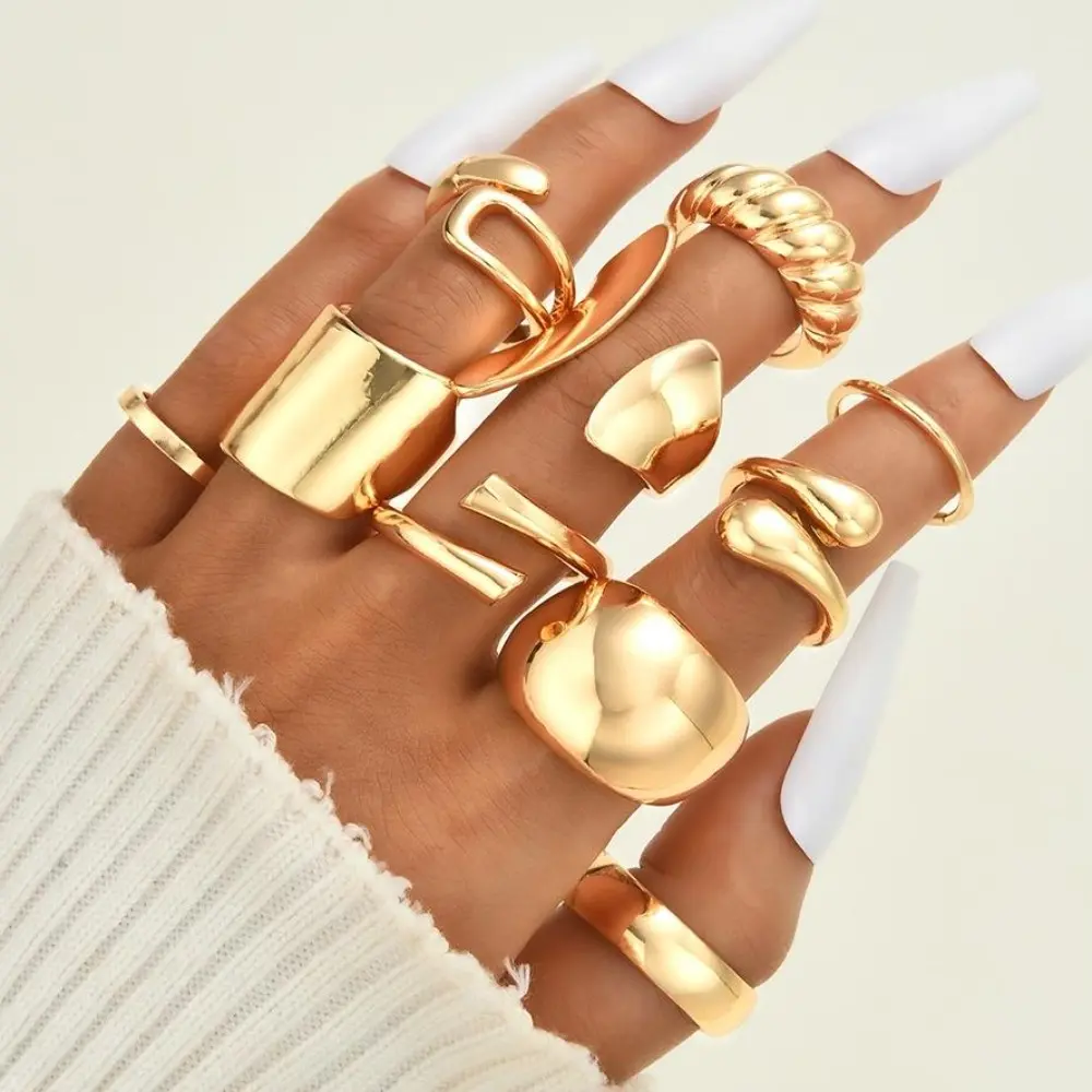 Women's 10PCS 18K Gold Plated  - Minimalist Ring Stackable ulasan dan harga