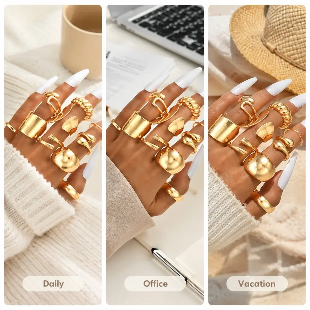Women's 10PCS 18K Gold Plated  - Minimalist Ring Stackable ulasan dan harga