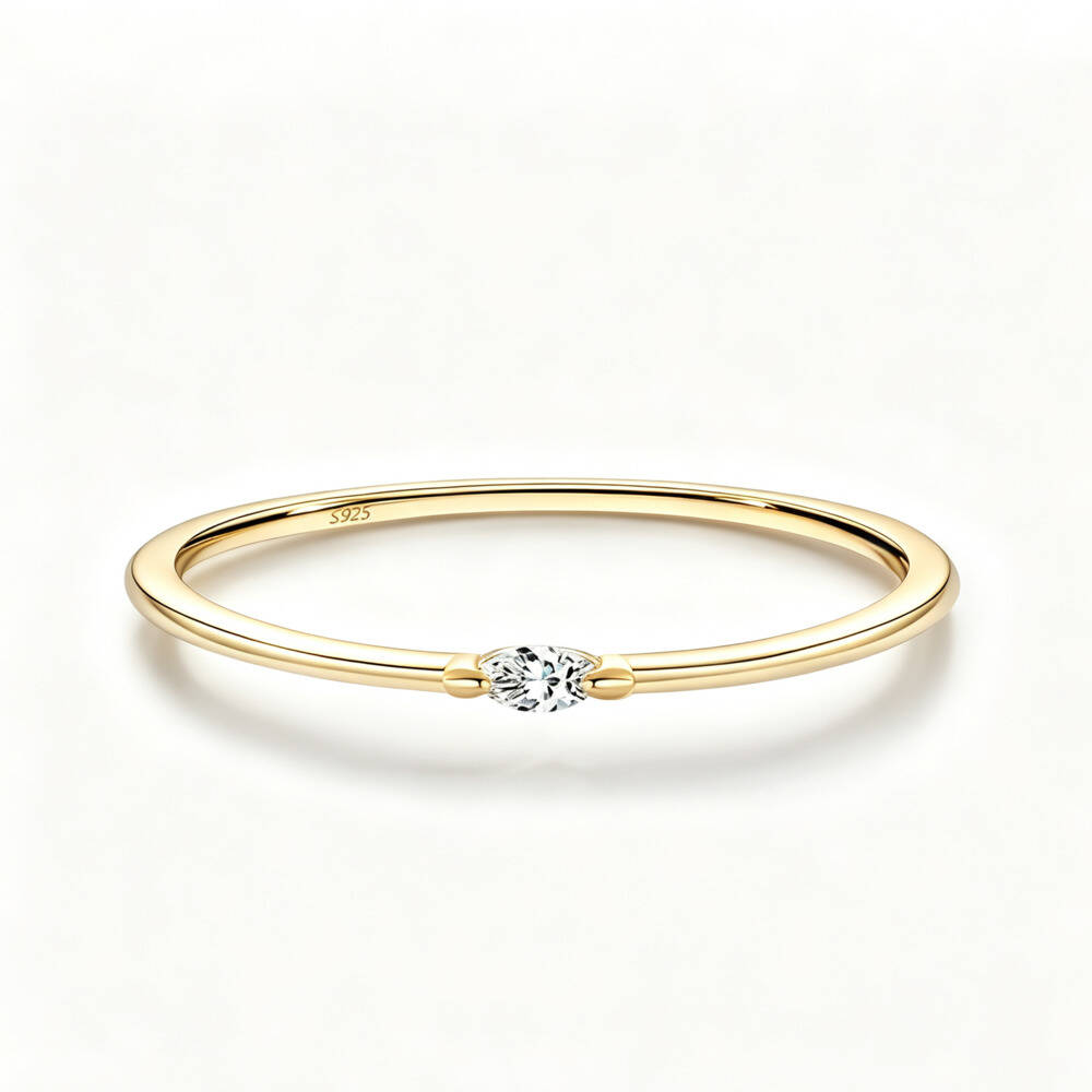 Marquise Cut D VVS1 Moissanite - Minimalist Ring Stackable ulasan dan harga