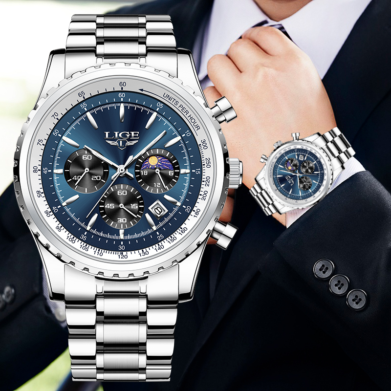 LIGE Brand Luxury Quartz Man W - Jewelry Inspired Watches ulasan dan harga