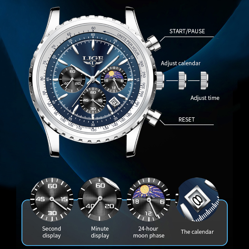 LIGE Brand Luxury Quartz Man W - Jewelry Inspired Watches ulasan dan harga