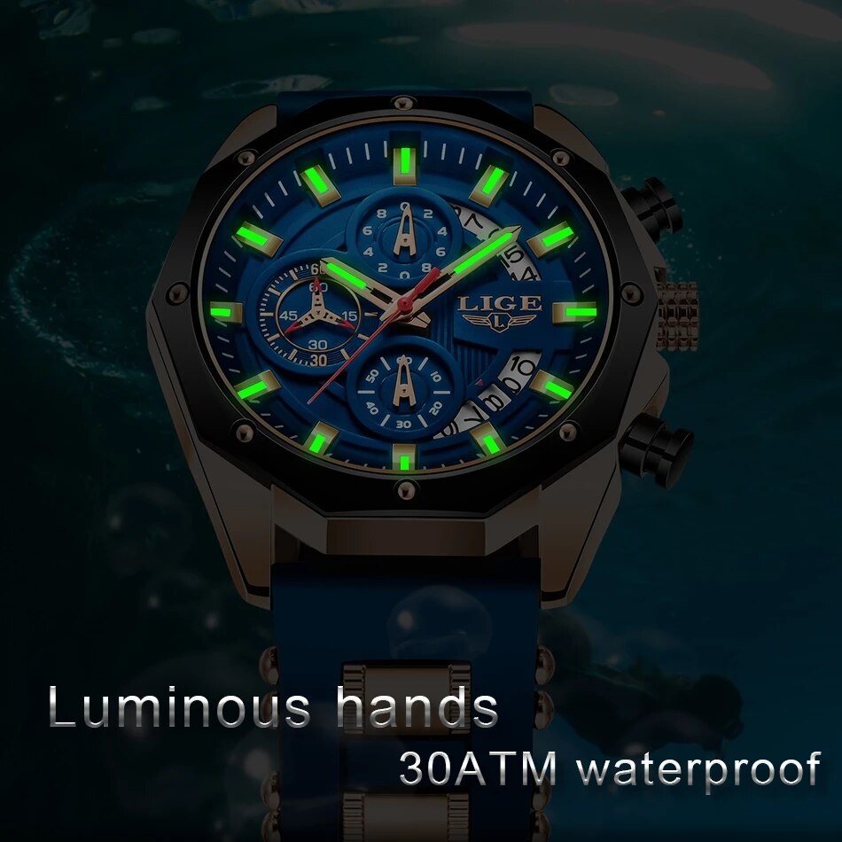 LIGE Fashion Men Watches Top B - Jewelry Inspired Watches ulasan dan harga