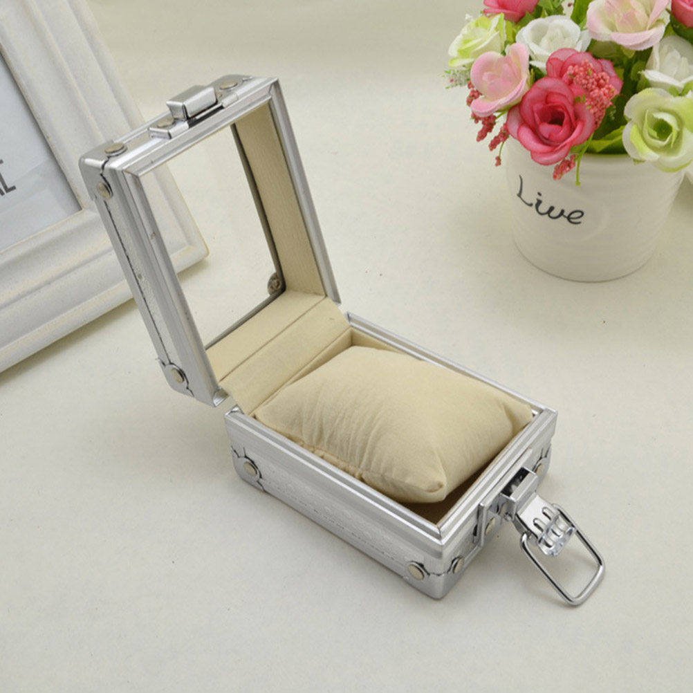 Metal Watch Box with Transpare - Jewelry Or Watches ulasan dan harga
