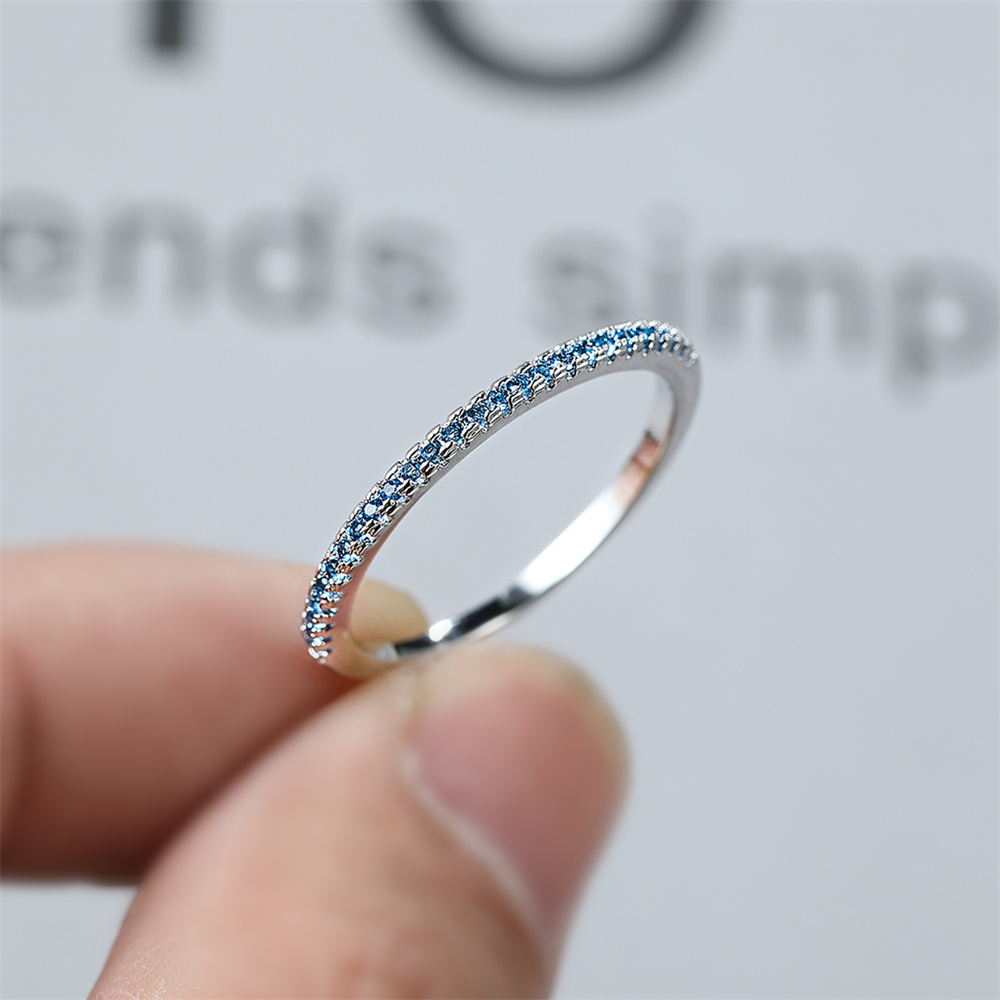 Aqua Blue Crystal Small Round  - Minimalist Ring Stackable ulasan dan harga