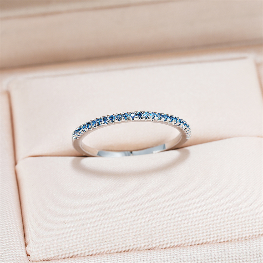 Aqua Blue Crystal Small Round  - Minimalist Ring Stackable ulasan dan harga