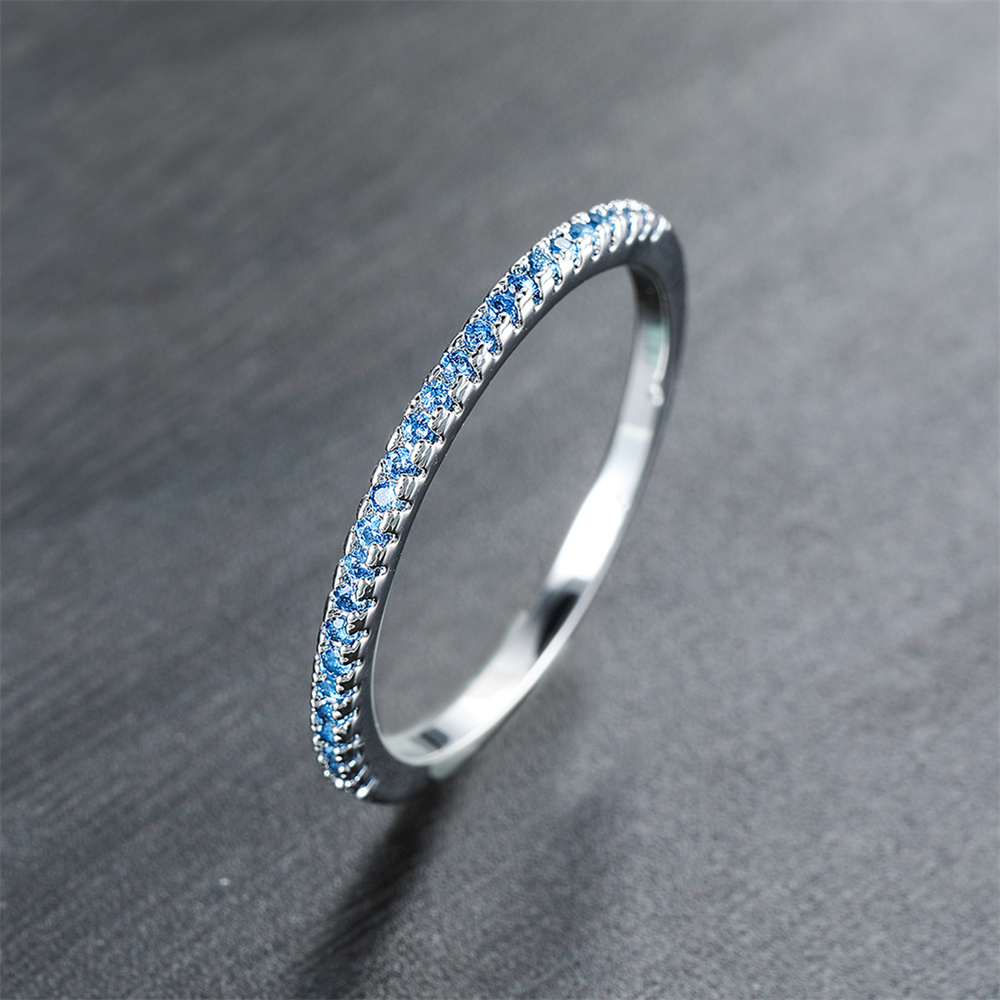 Aqua Blue Crystal Small Round  - Minimalist Ring Stackable ulasan dan harga