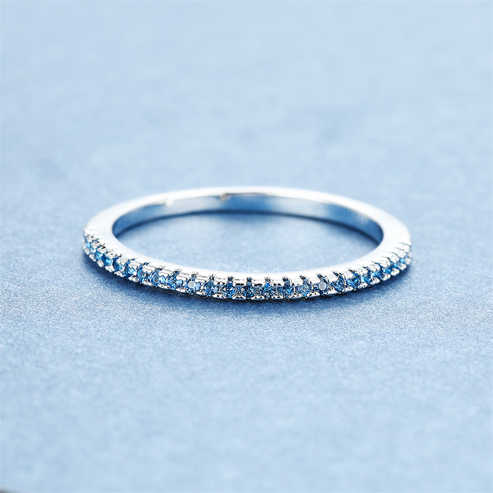 Aqua Blue Crystal Small Round  - Minimalist Ring Stackable ulasan dan harga