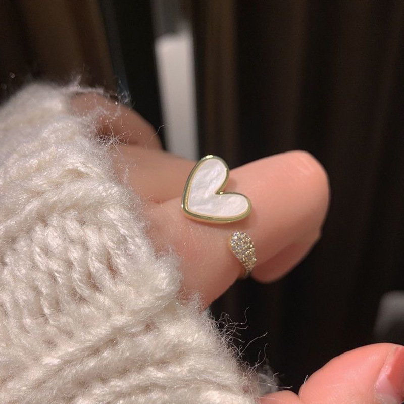 Geometric Heart Ring Adjustabl - Minimalist Ring Stackable ulasan dan harga
