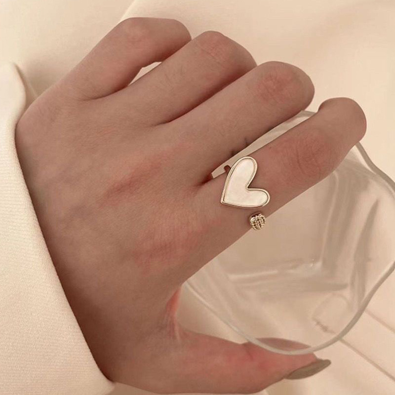 Geometric Heart Ring Adjustabl - Minimalist Ring Stackable ulasan dan harga