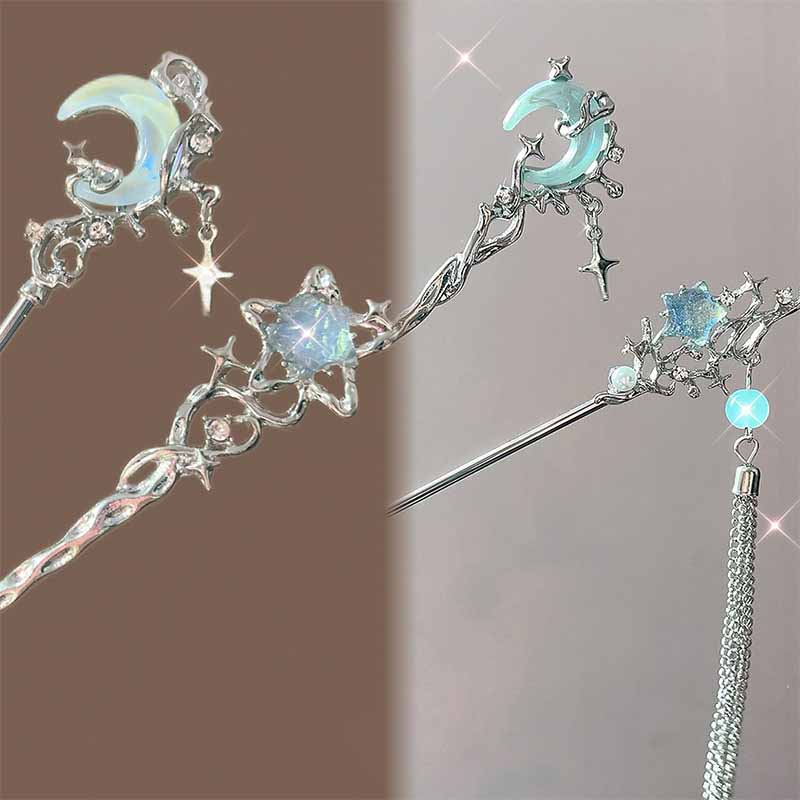 Moonstone Star Moon Hair Stick - Shop Jewelry & Watches Near Me ulasan dan harga