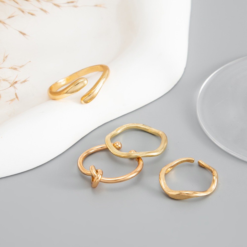 4pcs Set Fashion Knot Twist Wa - Minimalist Ring Stackable ulasan dan harga