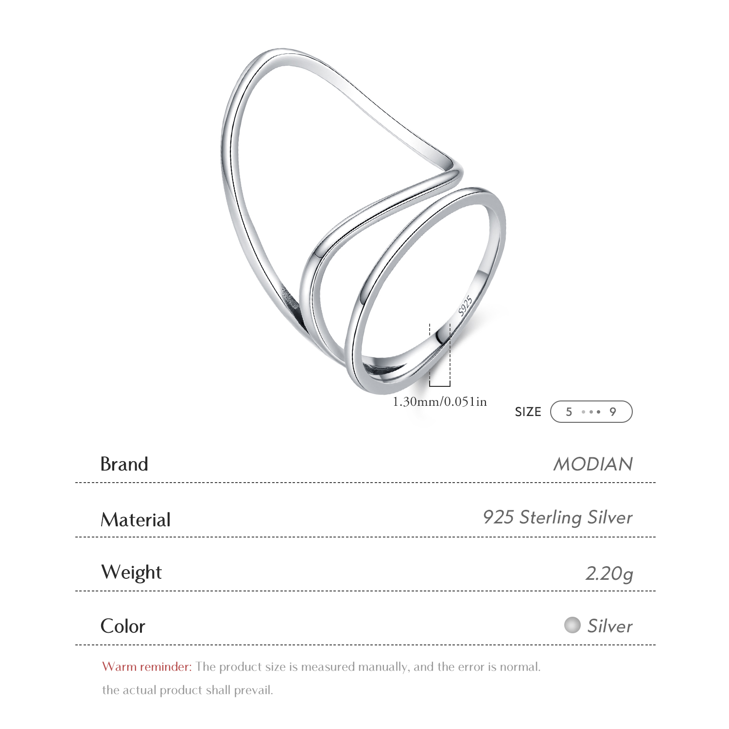 MODIAN 925 Sterling Silver Min - Minimalist Ring Stackable ulasan dan harga