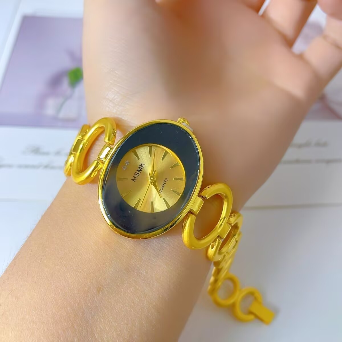 New American 24K Gold Plated W - Jewelry Watch ulasan dan harga